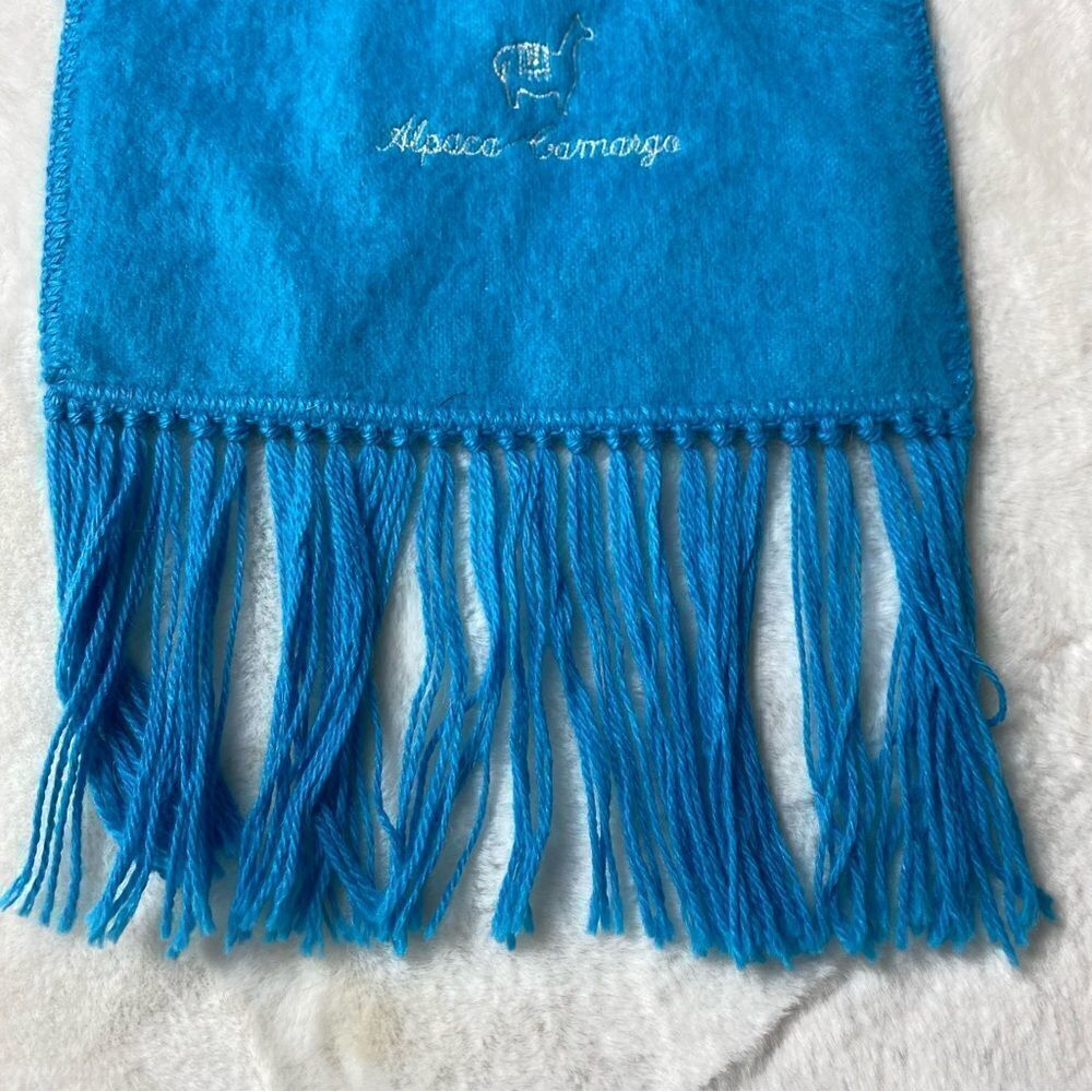 Alpaca Camargo Turquoise Blue Alpaca Blebd Scarf - Picture 5 of 8